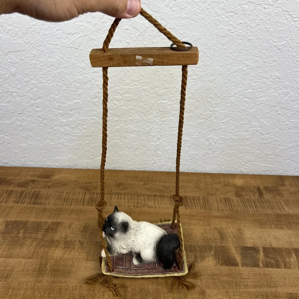 2003 Under The Sun Himalayan Cat Kitty Hanging Garden‎ Swinging Figurine Decor - Picture 2 of 11